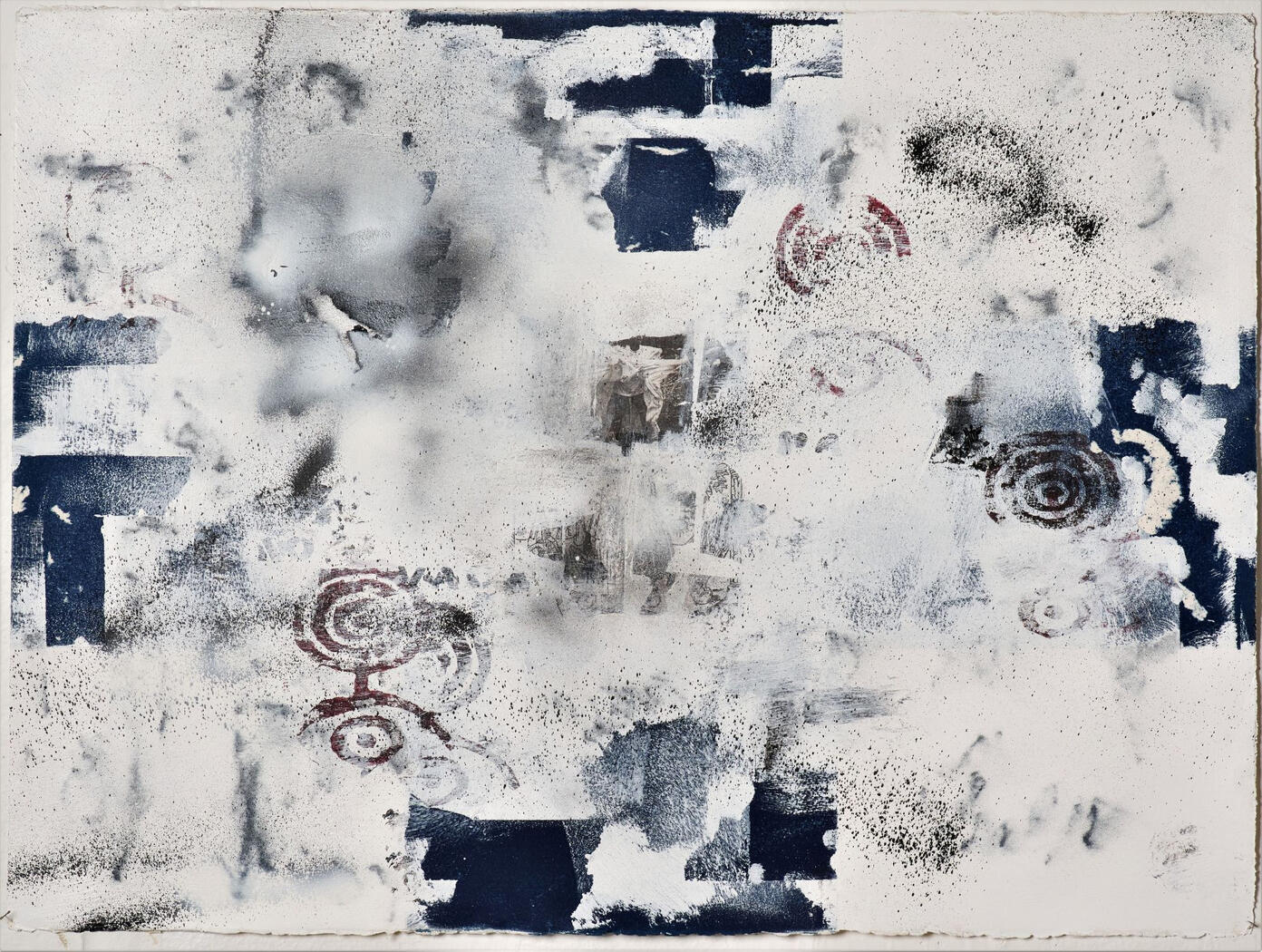 'Bomba o Muerte', Cyanotype, acrylic, ink, carborundum on paper
