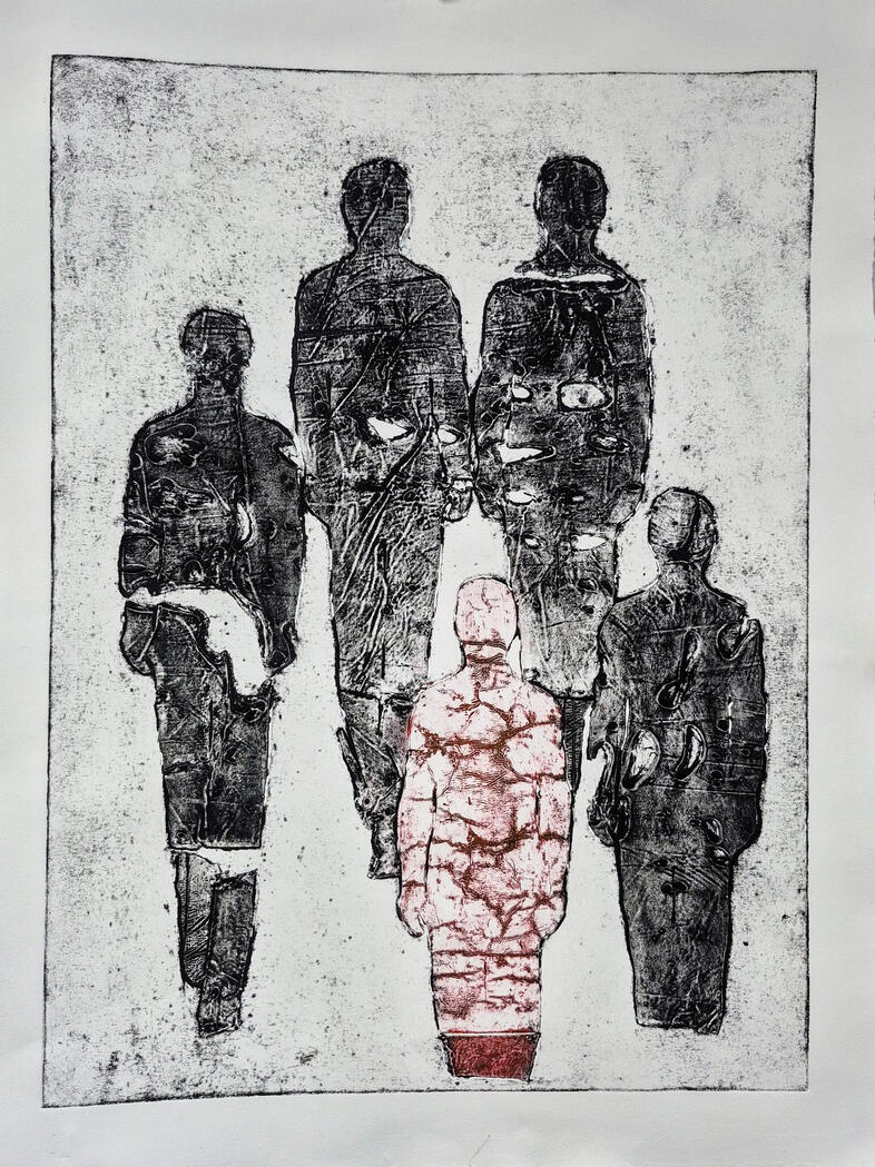 'Untitled (Silhouette series)' Collagraph on paper
